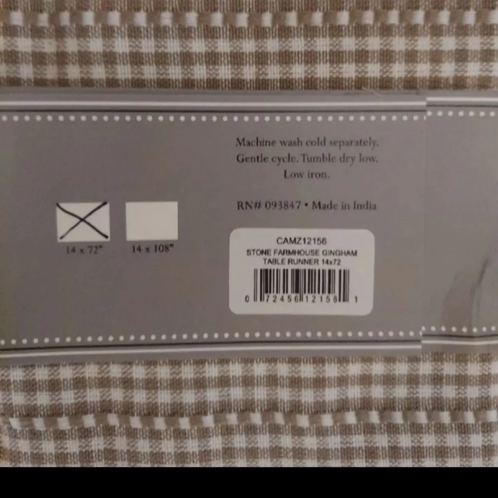 Pier 1 Imports Gingham Cotton Table Runner in Stone 72 x 14 BNWT SO Retired